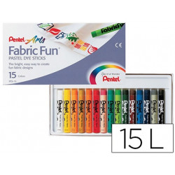 LAPICES PENTEL PASTEL PARA TEXTIL CAJA DE 15 COLORES SURTIDOS