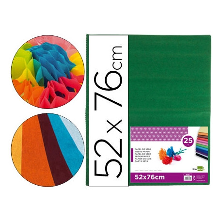 PAPEL SEDA LIDERPAPEL VERDE OSCURO 52X76CM 18 GR/M2 PAQUETE DE 25 HOJAS PAPEL SEDA LIDERPAPEL VERDE OSCURO 52X76CM 18 GR/M2 PAQUETE DE 25 HOJAS