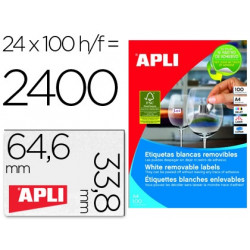 ETIQUETA ADHESIVAS APLI 3056 TAMAÑO 64,6 X 33,8 MM PARA FOTOCOPIADORA LASER INK-JET CAJA CON 100 HOJ