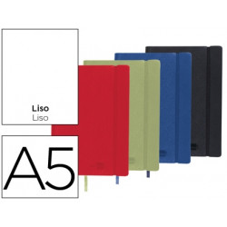 LIBRETA LIDERPAPEL SIMIL PIEL A5 120 HOJAS 70G/M2 LISO COLORES SURTIDOS