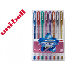 BOLIGRAFO UNI BALL UM-120 SIGNO 0,7 MM TINTA GEL ESTUCHE DE 8 COLORES METALIZADOS