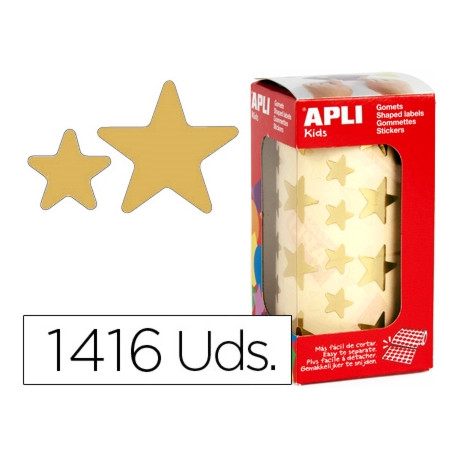 GOMETS AUTOADHESIVOS ESTRELLAS GRANDES ORO EN ROLLO CON 1416 UNIDADES GOMETS AUTOADHESIVOS ESTRELLAS GRANDES ORO EN ROLLO CON 1416 UNIDADES