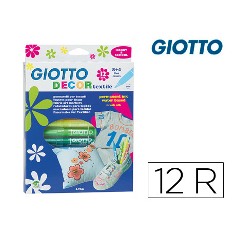 ROTULADOR GIOTTO DECOR TEXTILE PARA CAMISETAS 12 COLORES ROTULADOR GIOTTO DECOR TEXTILE PARA CAMISETAS 12 COLORES