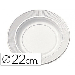 PLATO DE PLASTICO BLANCO LLANO 22CM DE DIAMETRO PAQUETE DE 100 UNIDADES