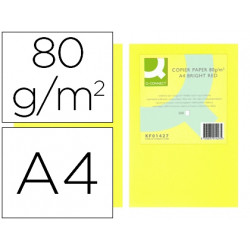 PAPEL COLOR Q-CONNECT DIN A4 80GR AMARILLO NEON PAQUETE DE 500 HOJAS