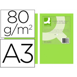 PAPEL COLOR Q-CONNECT DIN A3 80GR VERDE NEON PAQUETE DE 500 HOJAS