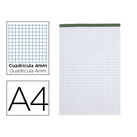 BLOC NOTAS LIDERPAPEL CUADRO 4 MM A4 80 HOJAS 60 G/M2 PERFORADO SIN TAPA BLOC NOTAS LIDERPAPEL CUADRO 4 MM A4 80 HOJAS 60 G/M2 PERFORADO SIN TAPA