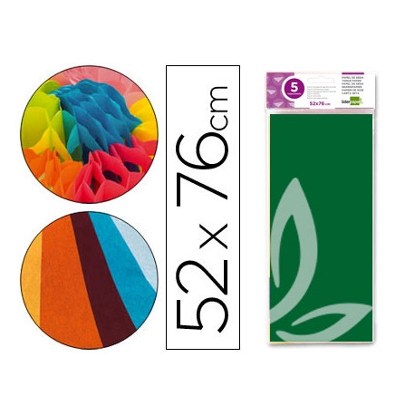 PAPEL SEDA LIDERPAPEL 52X76CM 18G/M2 BOLSA DE 5 HOJAS VERDE OSCURO PAPEL SEDA LIDERPAPEL 52X76CM 18G/M2 BOLSA DE 5 HOJAS VERDE OSCURO