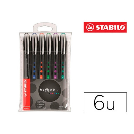 ROTULADOR STABILO ROLLER BALL BL@CK 0,3 MM ESTUCHE DE 6 UNIDADES COLORES SURTIDOS