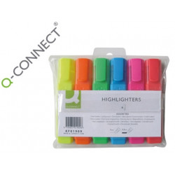 ROTULADOR Q-CONNECT FLUORESCENTE PUNTA BISELADA ESTUCHE DE 6 COLORES