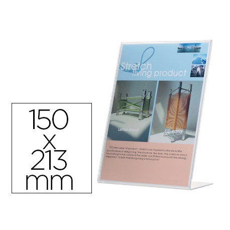 EXPOSITOR SOBREMESA Q-CONNECT CON FORMA DE L METACRILATO 150X213 MM EXPOSITOR SOBREMESA Q-CONNECT CON FORMA DE L METACRILATO 150X213 MM