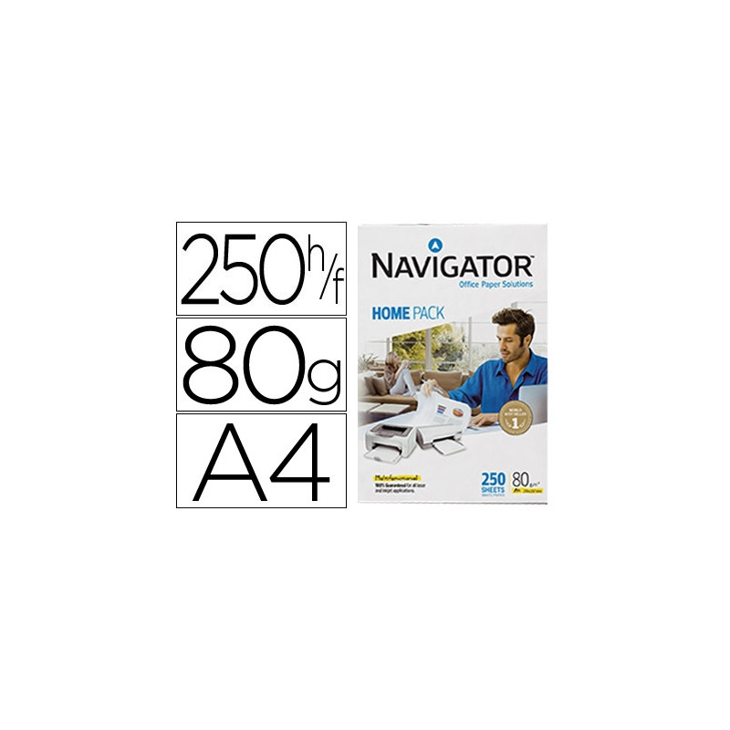 PAPEL FOTOCOPIADORA NAVIGATOR HOME PACK DIN A4 80 GRAMOS PAQUETE DE 250 HOJAS