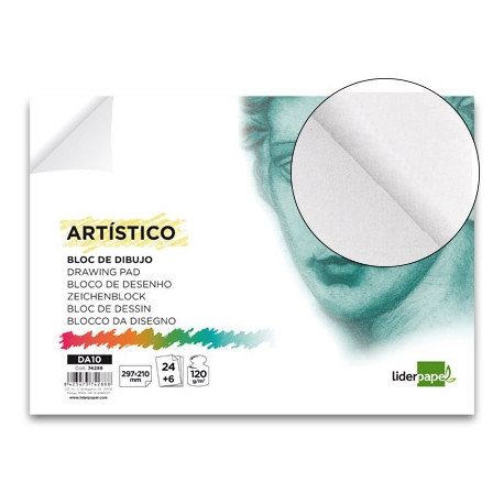 BLOC DIBUJO LIDERPAPEL ARTISTICO ENCOLADO 210X297 MM 30 HOJAS 120G/M2 SIN RECUADRO