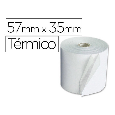 ROLLO SUMADORA TERMICO Q-CONNECT 57 MM ANCHO X 35 MM DIAMETRO PARA TPV SIN BISFENOLA