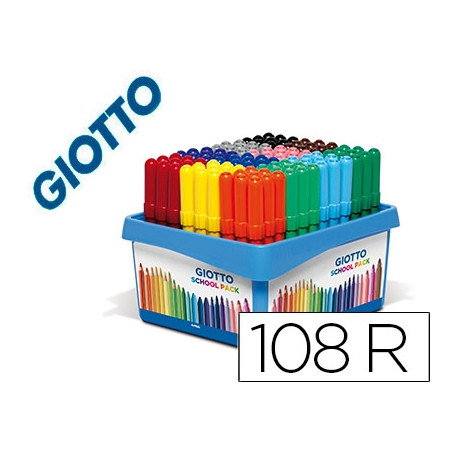 ROTULADOR GIOTTO TURBO MAXI SCHOOL PACK DE 108 UNIDADES 12 COLORES X 9 UNIDADES