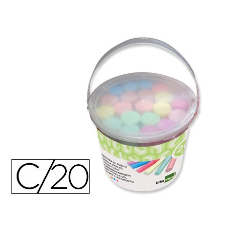 TIZA COLOR LIDERPAPEL PARA SUELO CUBILETE DE 20 UNIDADES COLORES SURTIDOS TIZA COLOR LIDERPAPEL PARA SUELO CUBILETE DE 20 UNIDADES COLORES SURTIDOS