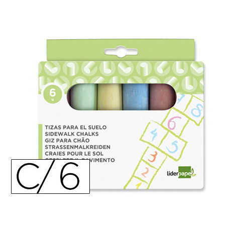TIZA COLOR LIDERPAPEL PARA SUELO CAJA DE 6 UNIDADES COLORES SURTIDOS TIZA COLOR LIDERPAPEL PARA SUELO CAJA DE 6 UNIDADES COLORES SURTIDOS