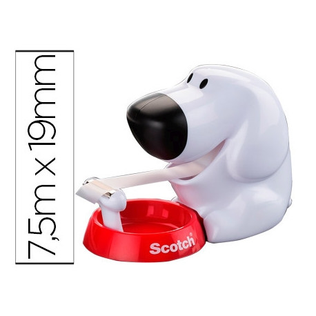 PORTARROLLO SOBREMESA SCOTCH DOGGY C31 DE 19MM X8,9 MT INCLUYE ROLLO DE CINTA MAGIC