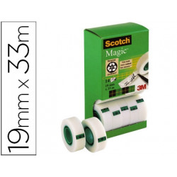 CINTA ADHESIVA SCOTCH MAGIC 33 MT X 19 MM PACK DE 14 ROLLOS CON DISPENSADOR DE CARTON