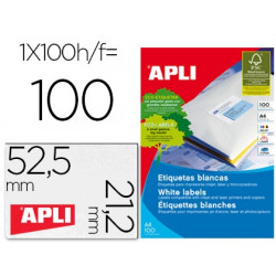 ETIQUETA ADHESIVA APLI 1284 TAMAÑO 52,5 X 21,2 MM PARA FOTOCOPIADORA LASER INK-JET CAJA CON 100 HOJA