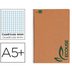 CUADERNO ESPIRAL LIDERPAPEL CUARTO ECOUSE TAPA CARTULINA KRAFT 80H PAPEL RECICLADO 80 GRCUADRO 4MM