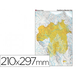 MAPA MUDO COLOR DIN A4 CASTILLA-LA MANCHA FISICO