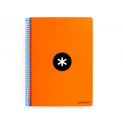 CUADERNO ESPIRAL LIDERPAPEL A5 ANTARTIK TAPA DURA 80H 100 GR CUADRO 5MM CON MARGEN COLOR NARANJA