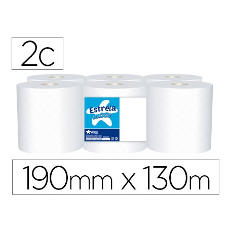 PAPEL SECAMANOS AMOOS 2 CAPAS 190 MM X 130 MT PAQUETE DE 6 ROLLOS PAPEL SECAMANOS AMOOS 2 CAPAS 190 MM X 130 MT PAQUETE DE 6 ROLLOS