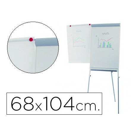 PIZARRA BLANCA ROCADA CON TRIPODE PARA CONFERENCIAS MAGNETICA LACADA BRAZO EXTENSIBLE 68X104 CM ALTU