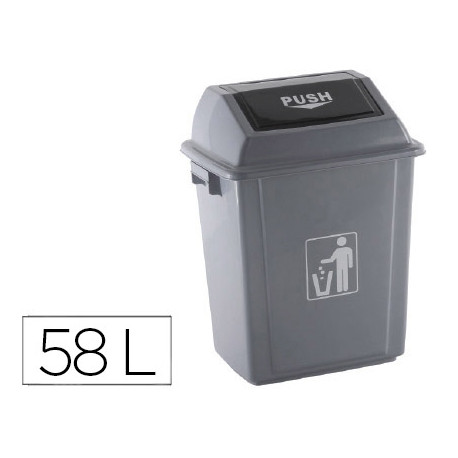 PAPELERA CONTENEDOR Q-CONNECT PLASTICO CON TAPA DE BALANCIN 58 LITROS GRIS 470X330X760 MM PAPELERA CONTENEDOR Q-CONNECT PLASTICO CON TAPA DE BALANCIN 58 LITROS GRIS 470X330X760 MM