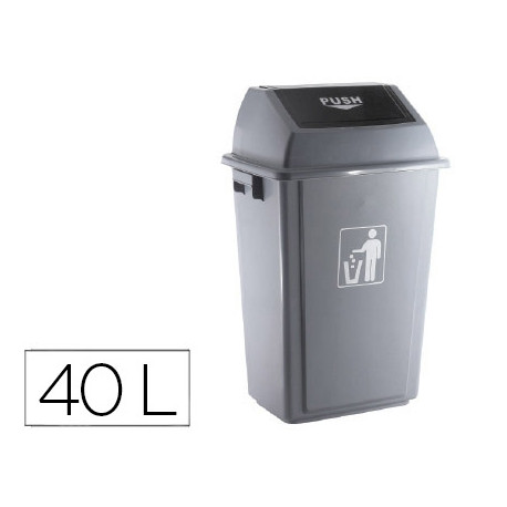 PAPELERA CONTENEDOR Q-CONNECT PLASTICO CON TAPA DE BALANCIN 40 LITROS GRIS 410X280X610 MM PAPELERA CONTENEDOR Q-CONNECT PLASTICO CON TAPA DE BALANCIN 40 LITROS GRIS 410X280X610 MM