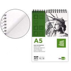 BLOC DIBUJO LIDERPAPEL ESBOZOS ESPIRAL A5 148X210MM 100 HOJAS 90G/M2 SIN RECUADRO