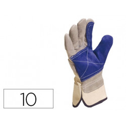 GUANTES DELTAPLUS DOCKER SERRAJE VACUNO REFORZADO IDEAL PARA TRABAJOS INTENSIVO COLOR GRIS-AZUL TALL