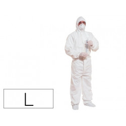 TRAJE DE SEGURIDAD DELTAPLUS POLIPROPILENO CON CAPUCHA DE UN SOLO USO COLOR BLANCO TALLA L