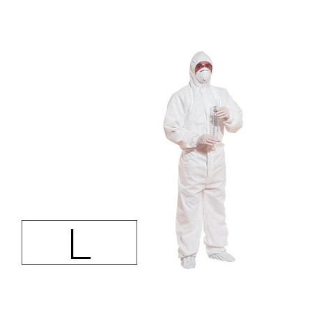 TRAJE DE SEGURIDAD DELTAPLUS POLIPROPILENO CON CAPUCHA DE UN SOLO USO COLOR BLANCO TALLA L