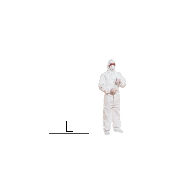 TRAJE DE SEGURIDAD DELTAPLUS POLIPROPILENO CON CAPUCHA DE UN SOLO USO COLOR BLANCO TALLA L