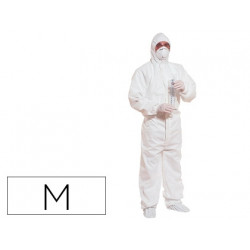 TRAJE DE SEGURIDAD DELTAPLUS POLIPROPILENO CON CAPUCHA DE UN SOLO USO COLOR BLANCO TALLA M