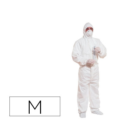 TRAJE DE SEGURIDAD DELTAPLUS POLIPROPILENO CON CAPUCHA DE UN SOLO USO COLOR BLANCO TALLA M