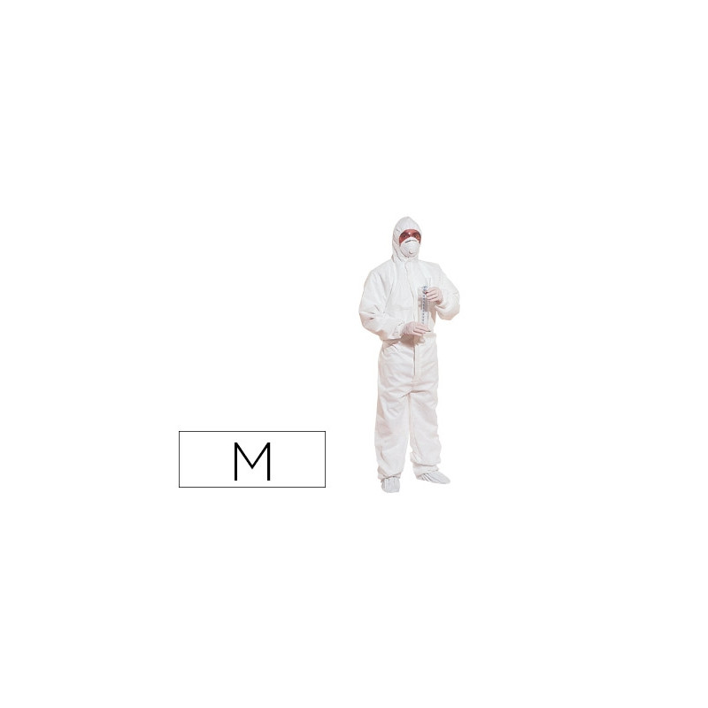 TRAJE DE SEGURIDAD DELTAPLUS POLIPROPILENO CON CAPUCHA DE UN SOLO USO COLOR BLANCO TALLA M