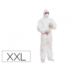 TRAJE DE SEGURIDAD DELTAPLUS POLIPROPILENO CON CAPUCHA DE UN SOLO USO COLOR BLANCO TALLA XXL