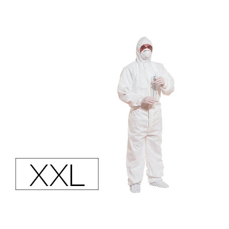 TRAJE DE SEGURIDAD DELTAPLUS POLIPROPILENO CON CAPUCHA DE UN SOLO USO COLOR BLANCO TALLA XXL