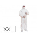 TRAJE DE SEGURIDAD DELTAPLUS POLIPROPILENO CON CAPUCHA DE UN SOLO USO COLOR BLANCO TALLA XXL