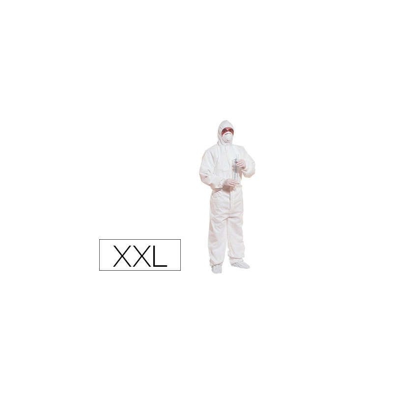 TRAJE DE SEGURIDAD DELTAPLUS POLIPROPILENO CON CAPUCHA DE UN SOLO USO COLOR BLANCO TALLA XXL