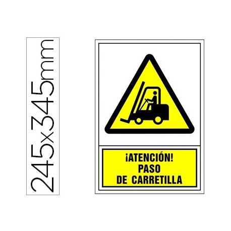 PICTOGRAMA SYSSA SEÑAL DE ADVERTENCIA ATENCION! PASO DE CARRETILLA EN PVC 245X345 MM