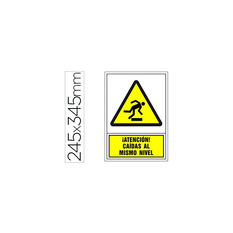 PICTOGRAMA SYSSA SEÑAL DE ADVERTENCIA ATENCION! CAIDAS AL MISMO NIVEL EN PVC 245X345 MM