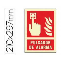PICTOGRAMA SYSSA SEÑAL DE PULSADOR DE ALARMA EN PVC FOTOLUMINISCENTE 210X297 MM