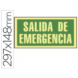 PICTOGRAMA SYSSA SEÑAL DE SALIDA DE EMERGENCIA EN PVC FOTOLUMINISCENTE 297X148 MM