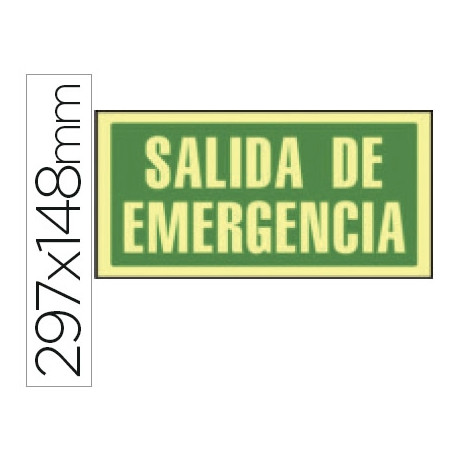 PICTOGRAMA SYSSA SEÑAL DE SALIDA DE EMERGENCIA EN PVC FOTOLUMINISCENTE 297X148 MM