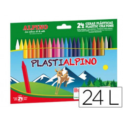 LAPICES CERA PLASTIALPINO CAJA DE 24 COLORES SURTIDOS