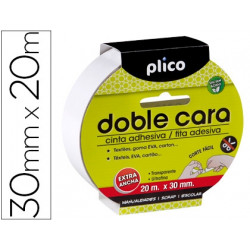 CINTA ADHESIVA PLICO DOBLE CARA 20 MT X 30 MM